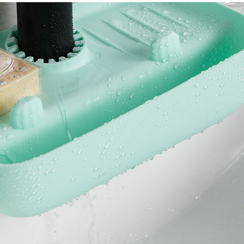 Kitchen Sponge Holder Rack – Anti Skid Drain Organizer for Sink Essentials