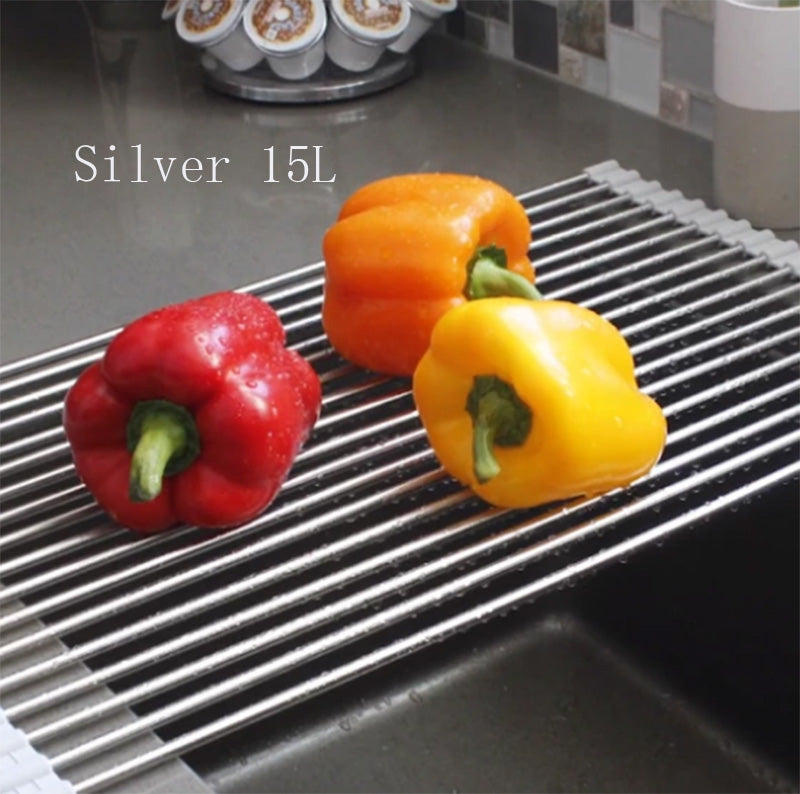 Over Sink Folding Rack Stainless Steel – Kitchen Dish Drying & Drain Organizer