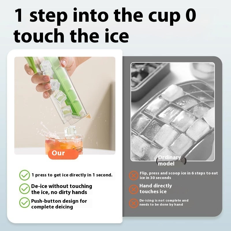 Press Ice Cube Tray with Storage Box – Easy Release Ice Maker for Freezer Organization & Quick Ice