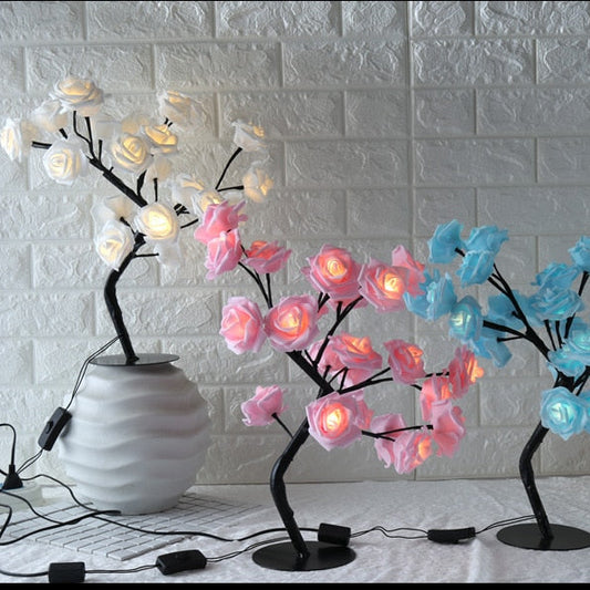 Romantic LED Rose Tree Light – Aesthetic Bedside Table Lamp for Cozy Bedroom Decor