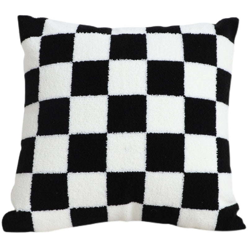 Modern Decor Pillow – Black and White Checkerboard Sofa Cushion