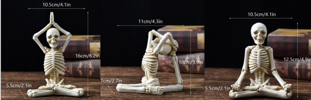 Creepy Skull Skeleton Yoga Resin Figure – Halloween Desktop Horror Decoration