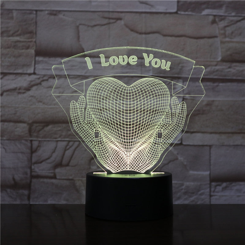 Romantic 3D Night Light – Hands Holding Love LED Lamp for Valentine’s Day Gift