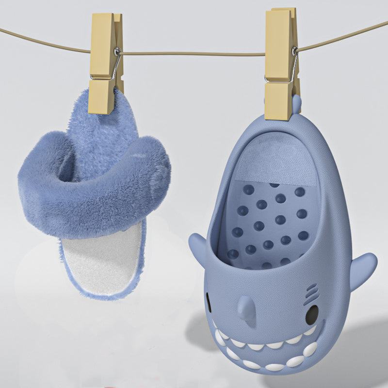 Detachable Warm Shark Slippers – Fuzzy Indoor Shoes for Women