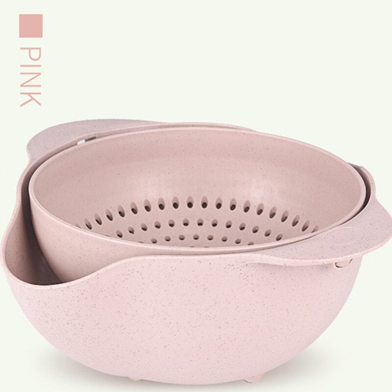 Plastic Kitchen Drain Basket – Multi-Use Rice Washer & Fruit Washing Bowl