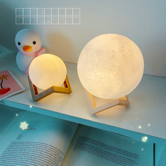 Aesthetic Moon Lamp LED Night Light – 3D Printed Touch Lamp for Room Decor