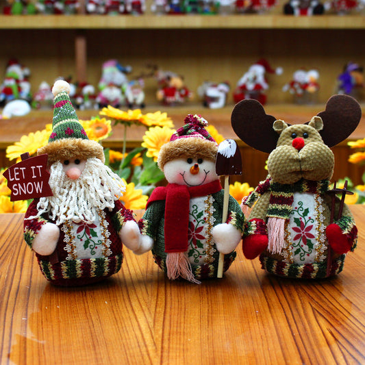 Christmas Table Decor Set – Santa Claus Elk Snowman Festive Centerpiece