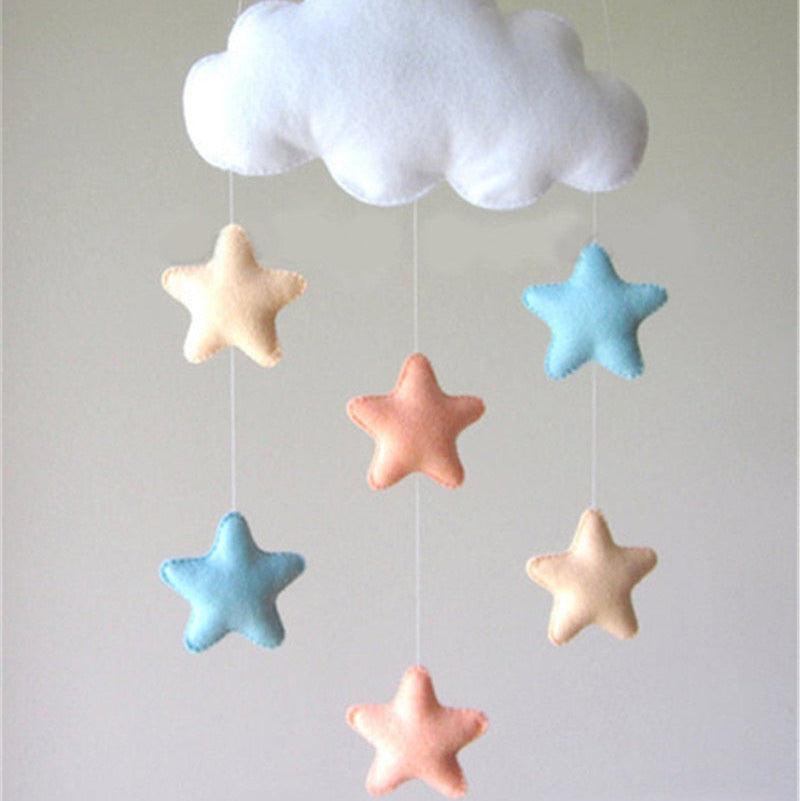 Scandinavian Cloud & Star Baby Mobile - Nordic Felt Cloud Pendant Wall Decor