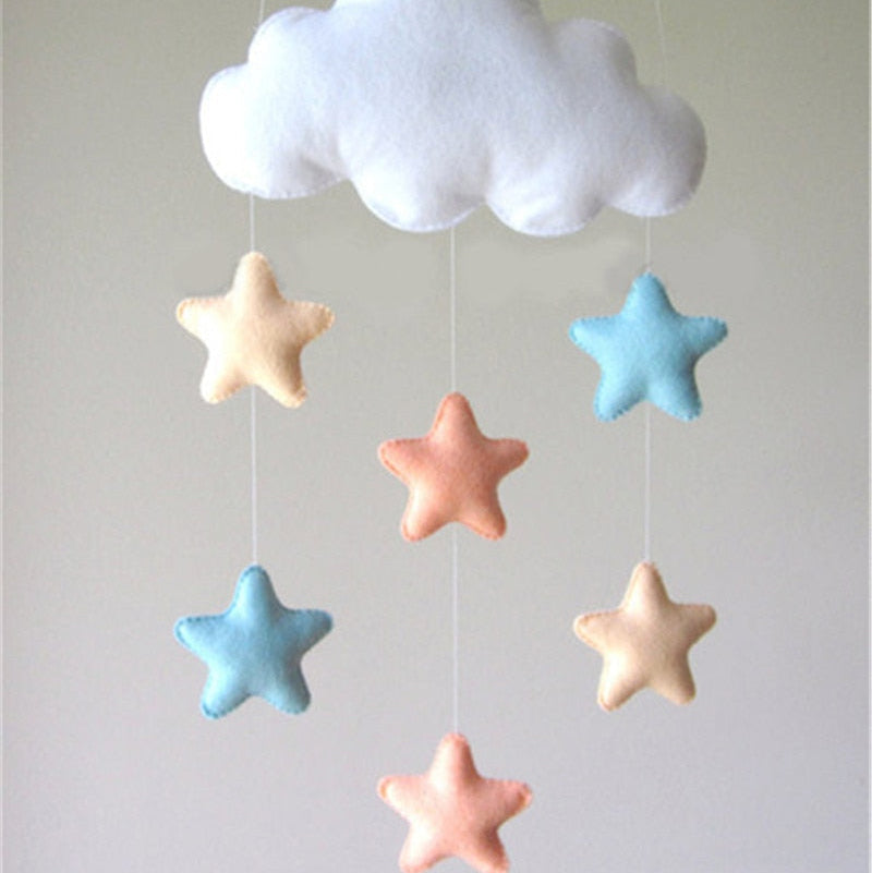 Scandinavian Cloud & Star Baby Mobile - Nordic Felt Cloud Pendant Wall Decor