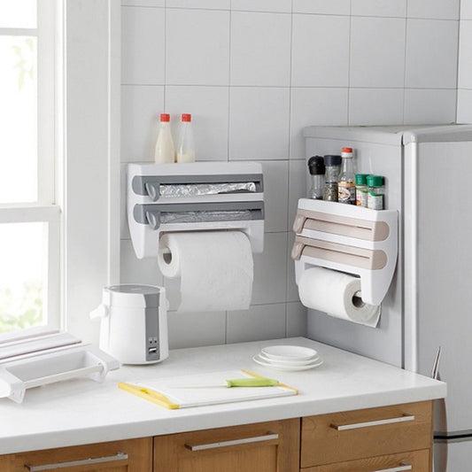 Multi-Function Kitchen Roll Holder 4-in-1 | Cling Film & Foil Organizer | Space Saving Kitchen Gadget