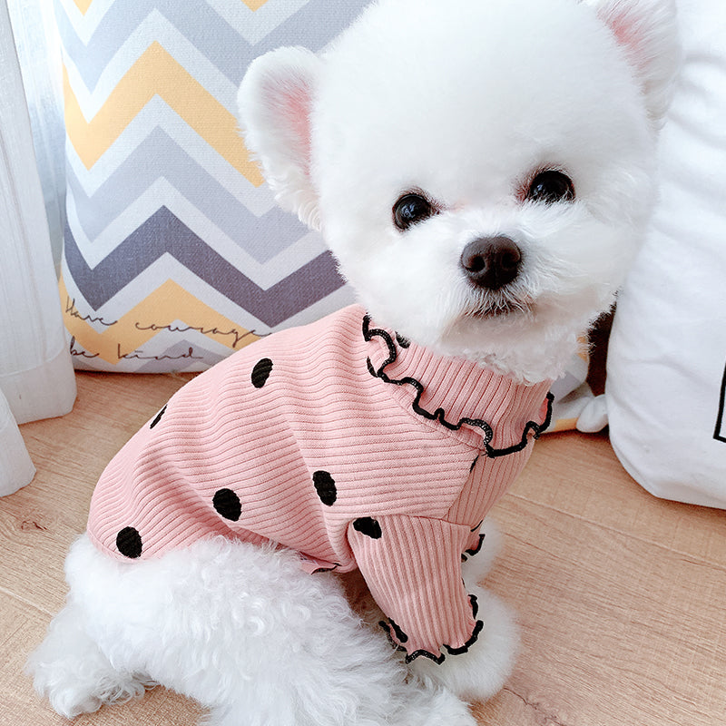 Dog Winter Turtleneck Shirt – Soft Dot Pet Clothing for Warm Comfort