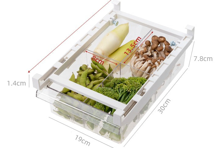 Refrigerator Storage Drawer Organizer – Adjustable Pull Out Fridge Shelf Rack