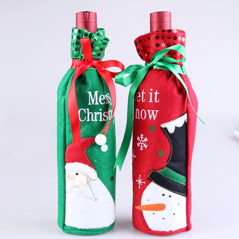 Luxury Christmas Wine Bottle Ornament Set – Festive Holiday Gift Bag & Red Wine Decor Set