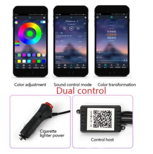 Car Fiber Optic Ambient Light Kit – RGB LED Interior Lights with App & Music Sync Control