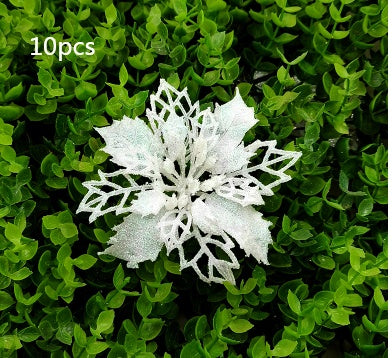 Christmas Glitter Fake Flowers – Festive Tree Decorations for Home & Party Setup