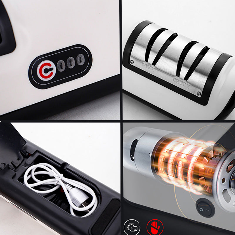 Smart Electric Knife Sharpener USB Rechargeable Kitchen Tool – Quick Automatic Blade Sharpening System