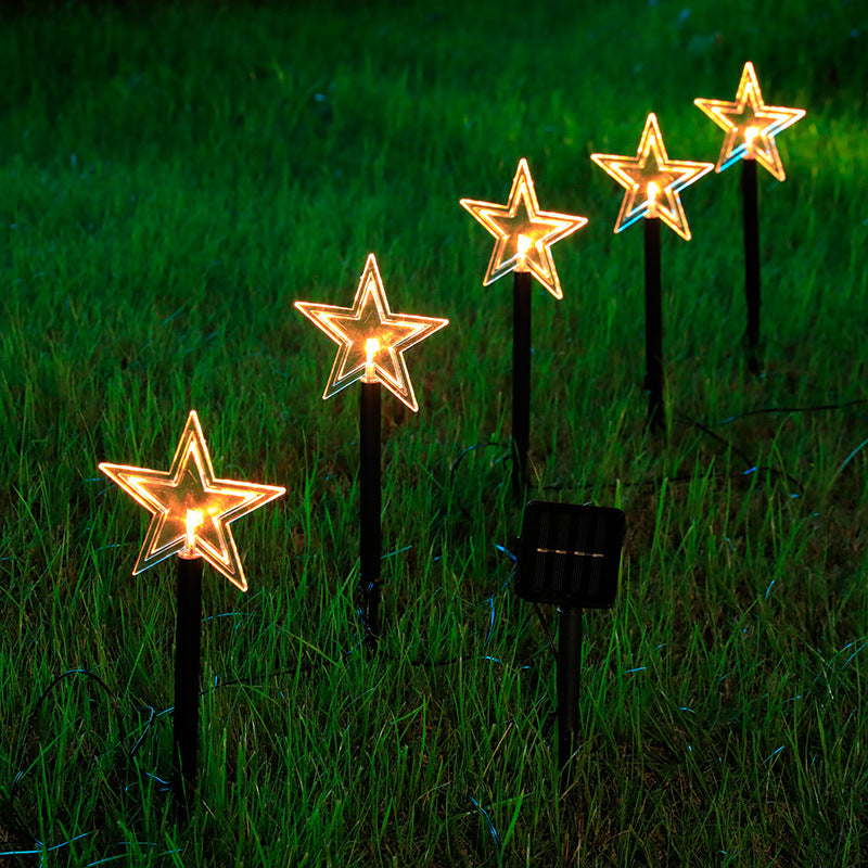 Solar Christmas Garden Lights Outdoor – Star Snowflake LED Lawn Lamp