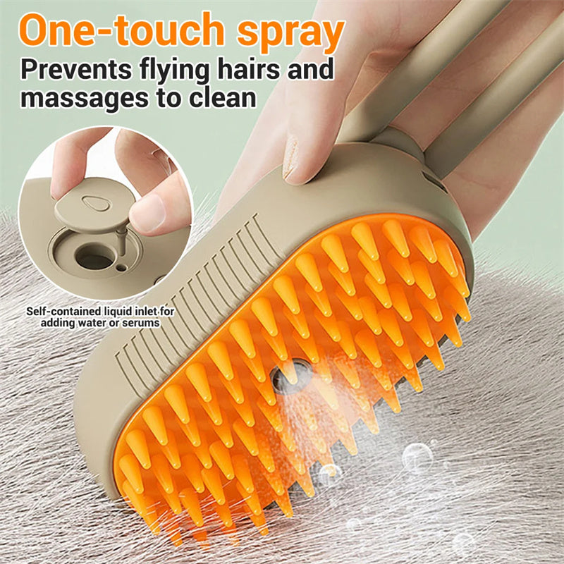 Cat & Dog Grooming Comb – 3-in-1 Electric Steam Brush for Hair Control & Massage