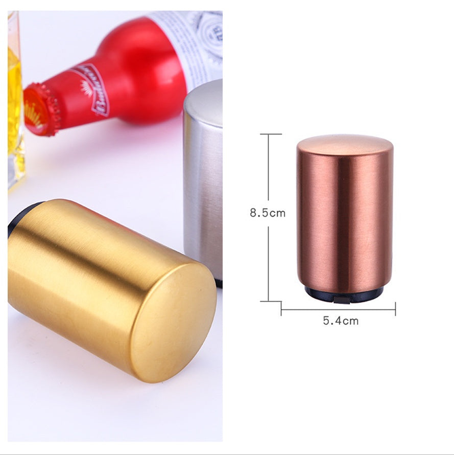 Automatic Beer Bottle Opener – Brushed Metal Magnetic Bar Tool for Home & Kitchen