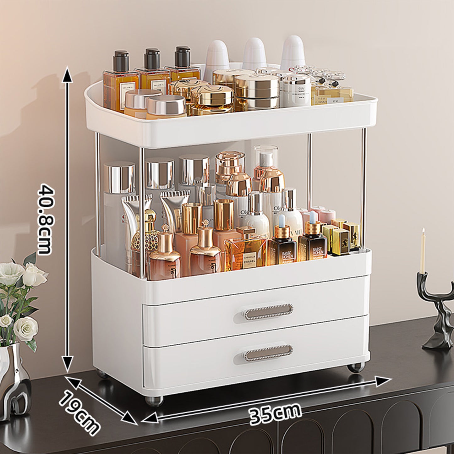 Versatile 2 Drawer Cosmetic Organizer – Bathroom, Vanity & Office Supplies Storage