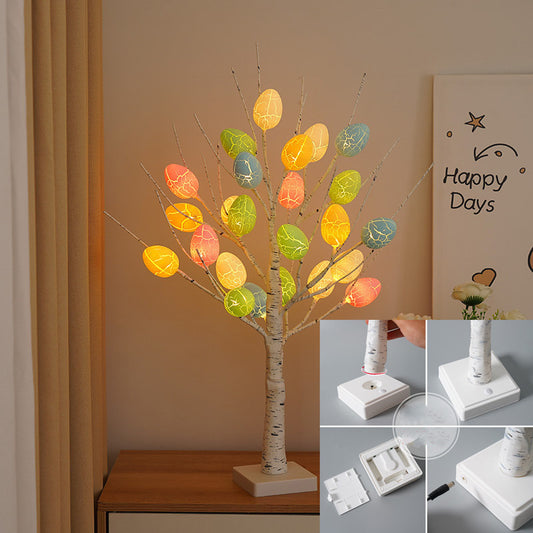 Spring Easter LED Birch Tree Decoration – Colorful Egg Tabletop Ornament & Kids Gift Idea