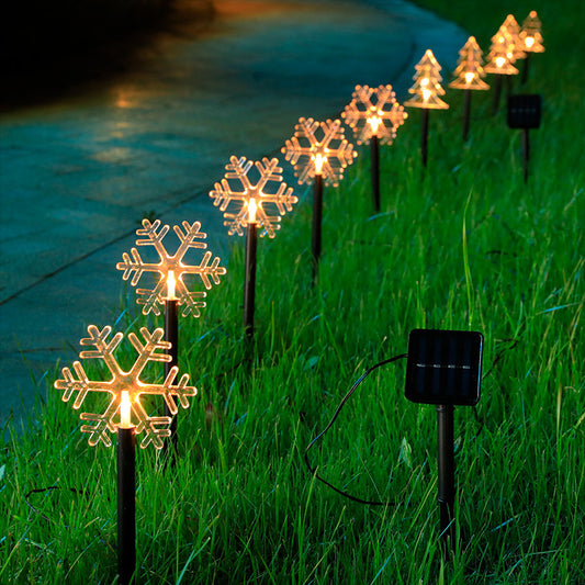Solar Christmas Garden Lights Outdoor – Star Snowflake LED Lawn Lamp