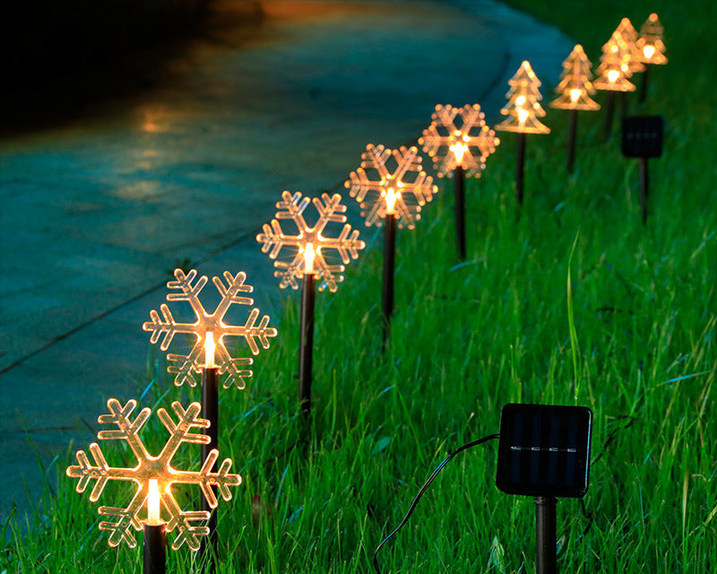 Solar Christmas Garden Lights Outdoor – Star Snowflake LED Lawn Lamp