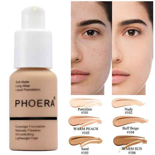Natural Matte Full Coverage Foundation – Oil Control Concealer Cream for Smooth Skin