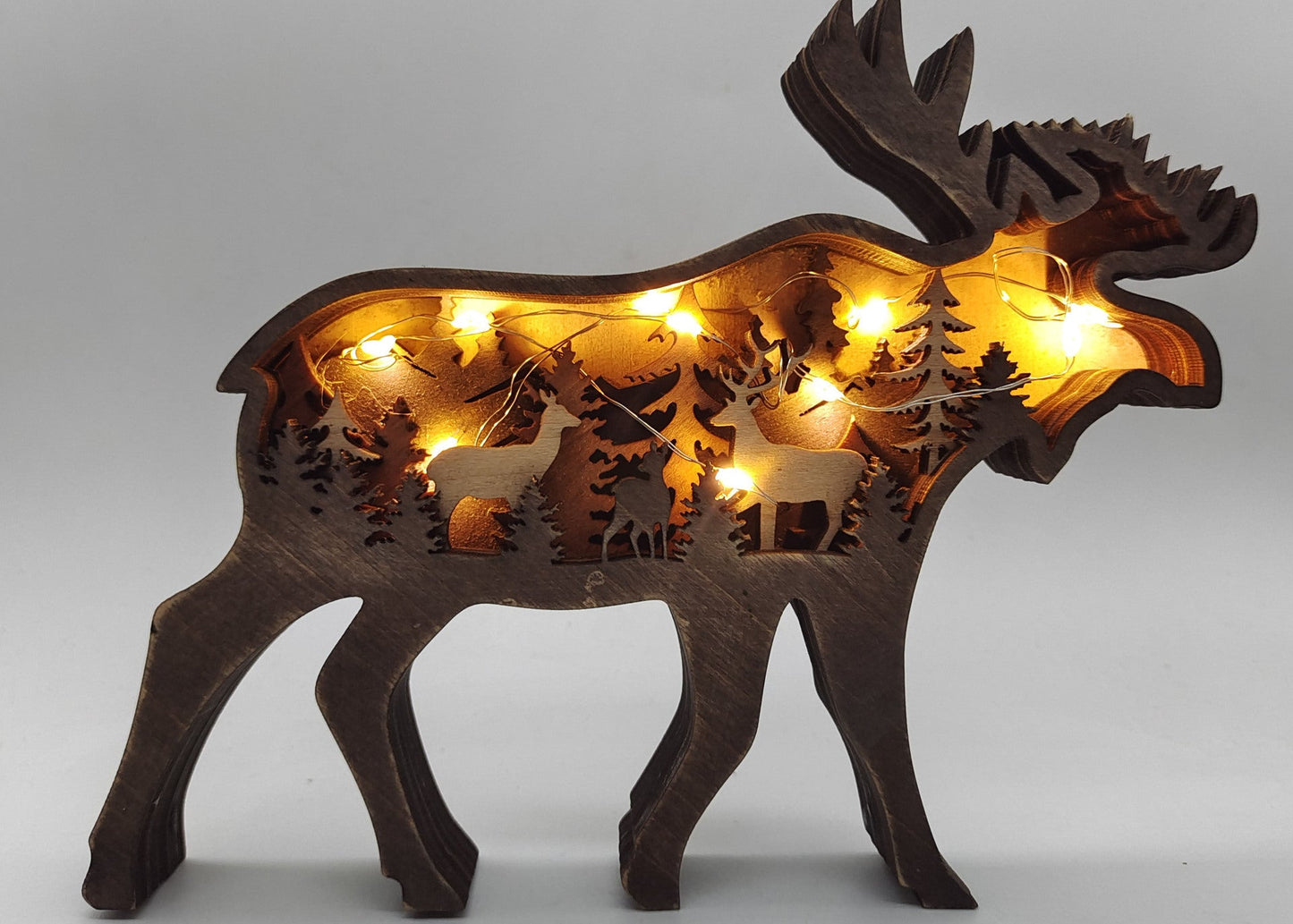 3D Wooden Animal Carving Wall Art – Rustic Cabin Decor, Handmade Christmas Gift Ornament