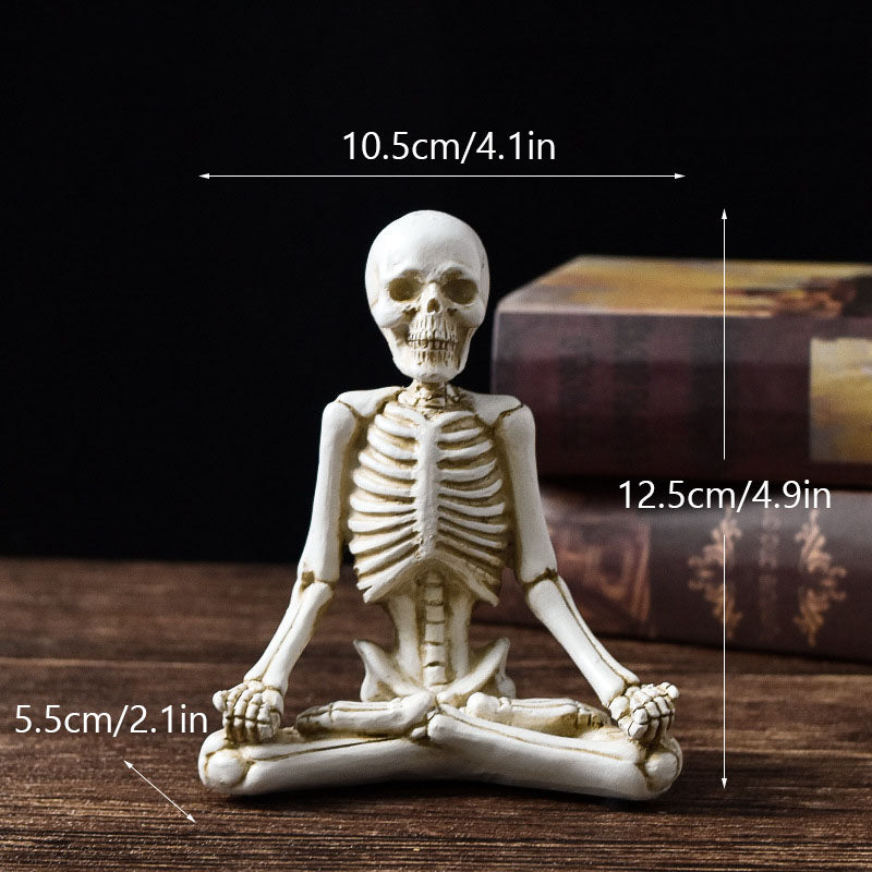 Creepy Skull Skeleton Yoga Resin Figure – Halloween Desktop Horror Decoration