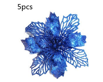 Christmas Glitter Fake Flowers – Festive Tree Decorations for Home & Party Setup