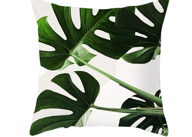 Light Tropical Plants Peach Skin Fleece Pillowcase – Soft Home Decor Cushion Cover