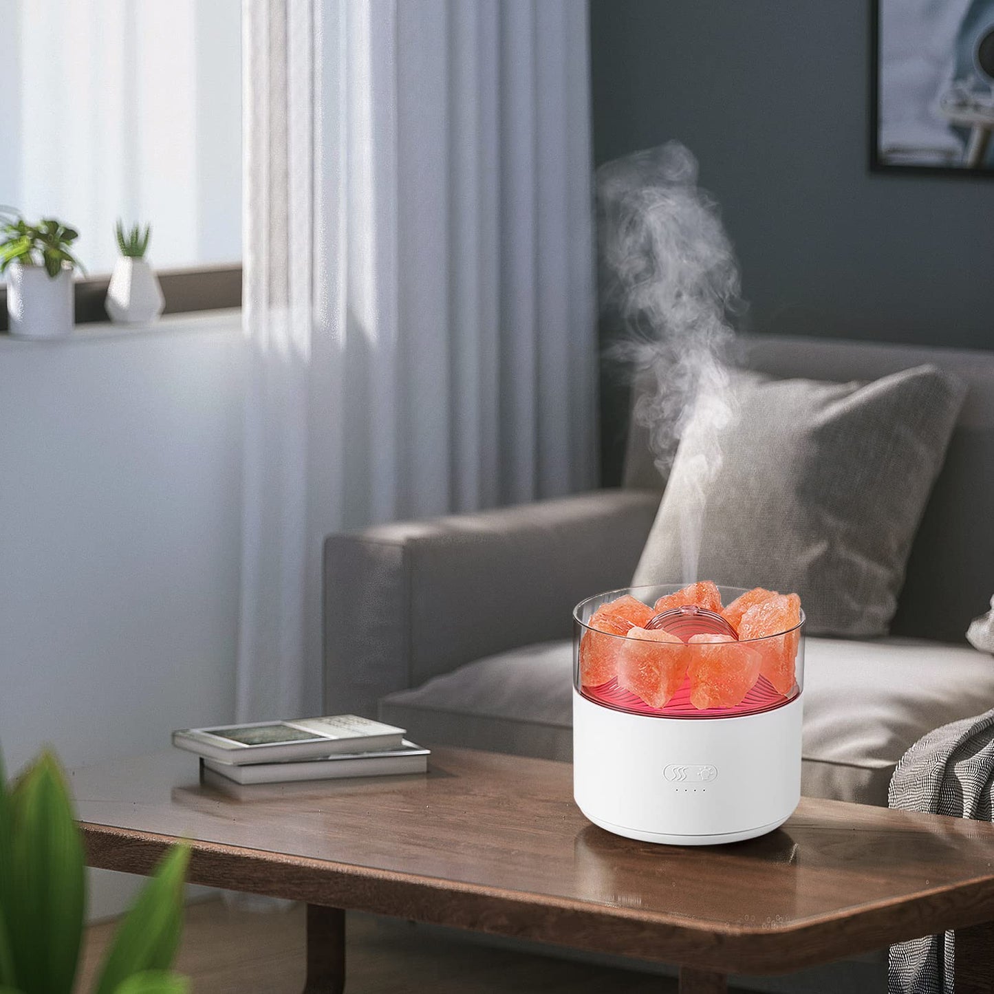 Ultrasonic Cool Mist Humidifier & Aromatherapy Diffuser – Crystal Salt Lamp Air Purifier w/ Ambient Mood Lighting