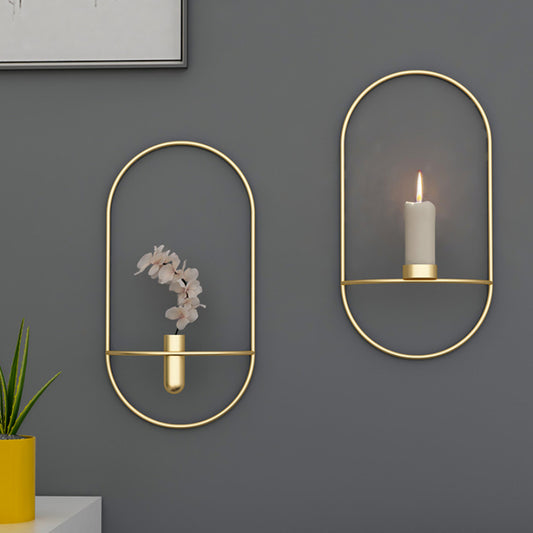 3D Metal Geometric Candle Holder Wall Sconce – Modern Home Decor Candlestick for  Living Room Decor