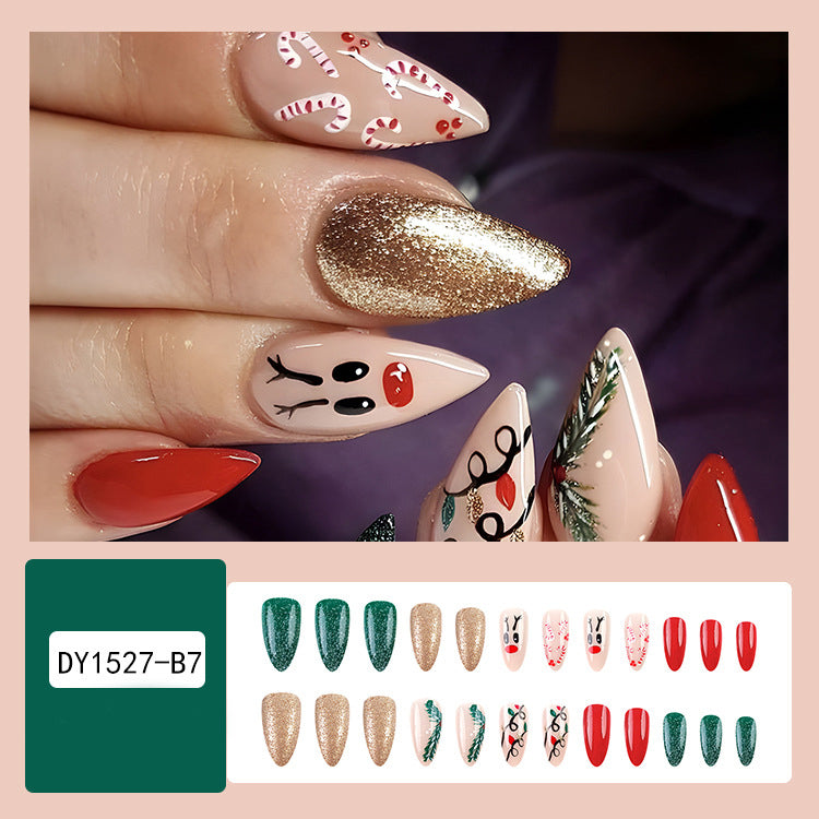 Luxury Christmas Press On Nails 24 pcs Set – Festive Snowflake Fake Nails