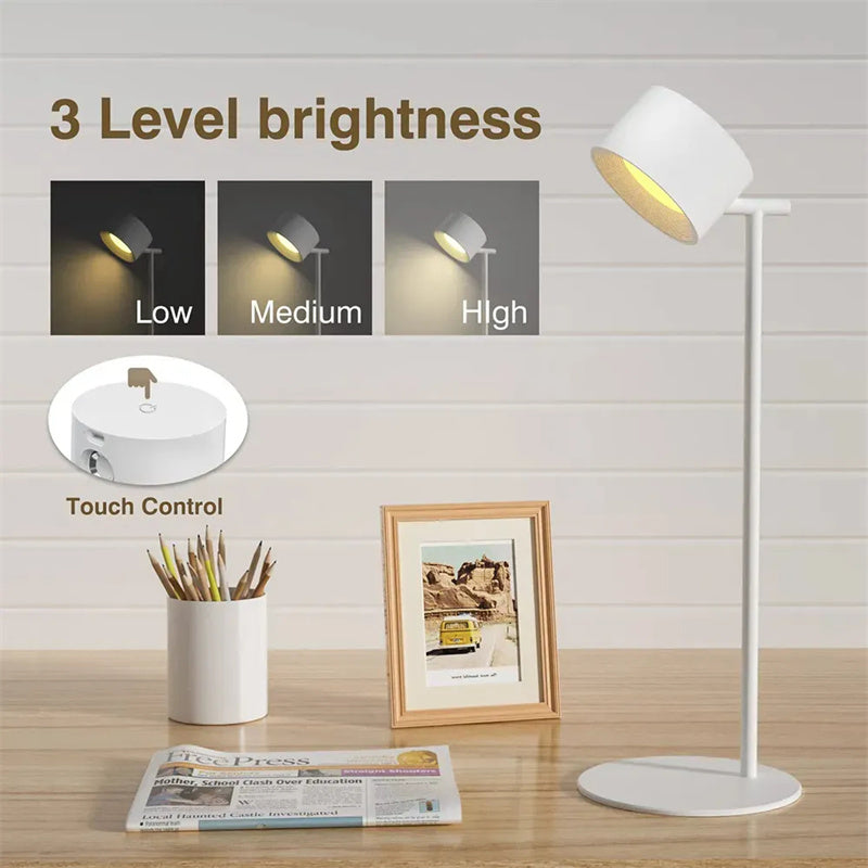 Smart Magnetic LED Table Lamp Wireless Rechargeable 360° Adjustable Night Light with Remote