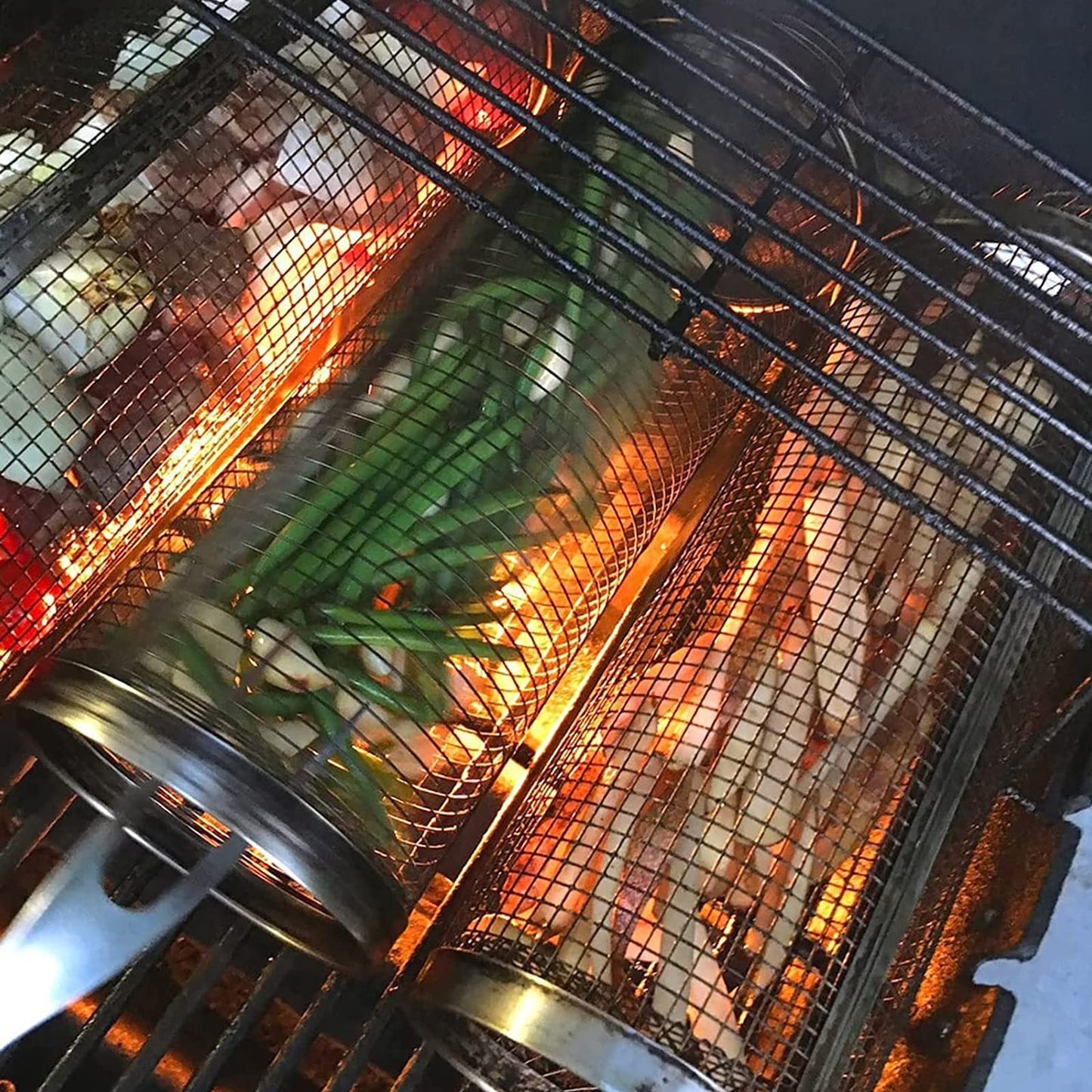 BBQ Rolling Grill Basket – Portable Barbecue Cooking Basket