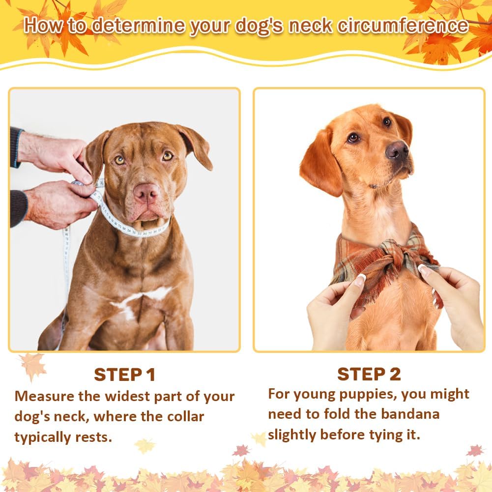 Thanksgiving Dog Bandana with Tassels – Stylish Plaid Fall Pet Scarf for Dogs