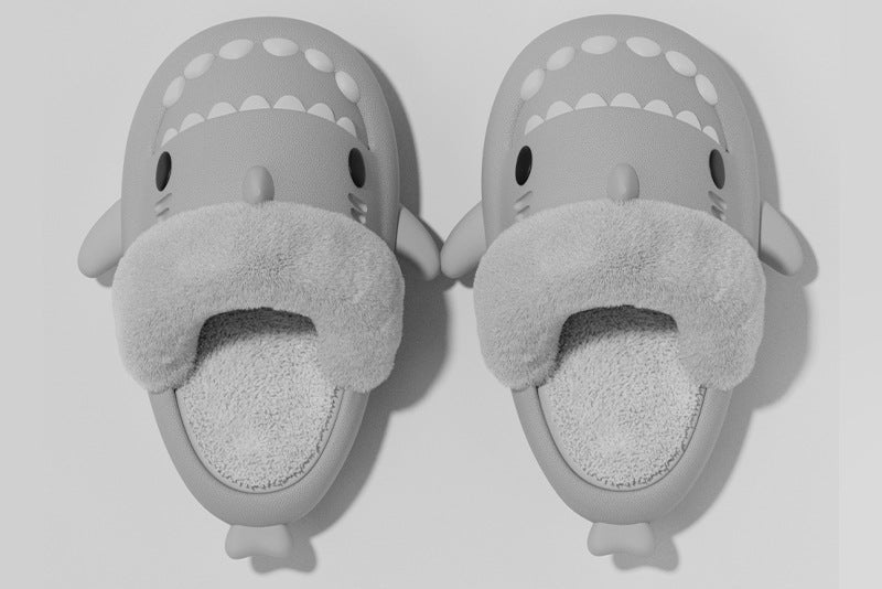 Detachable Warm Shark Slippers – Fuzzy Indoor Shoes for Women