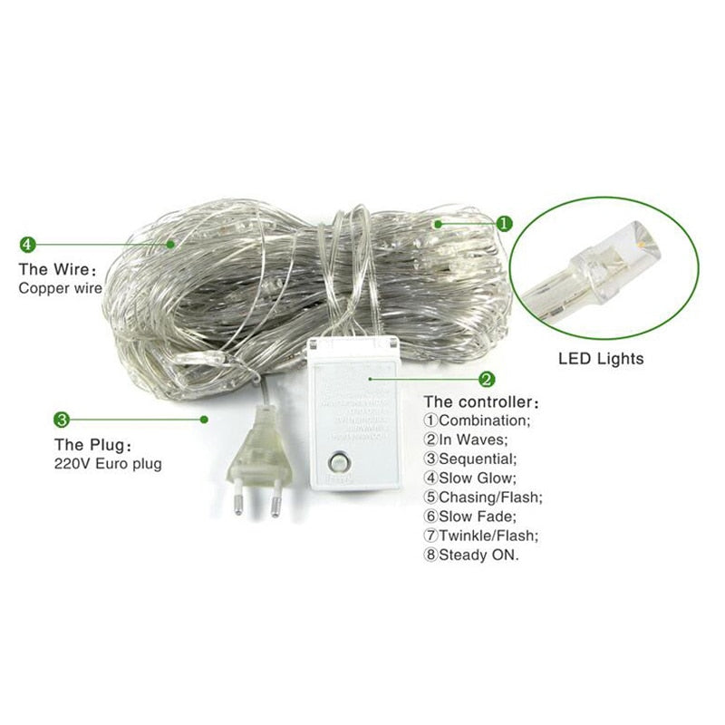 Christmas LED Net Lights – Outdoor Waterproof Fishnet String Lights for Holiday Decor