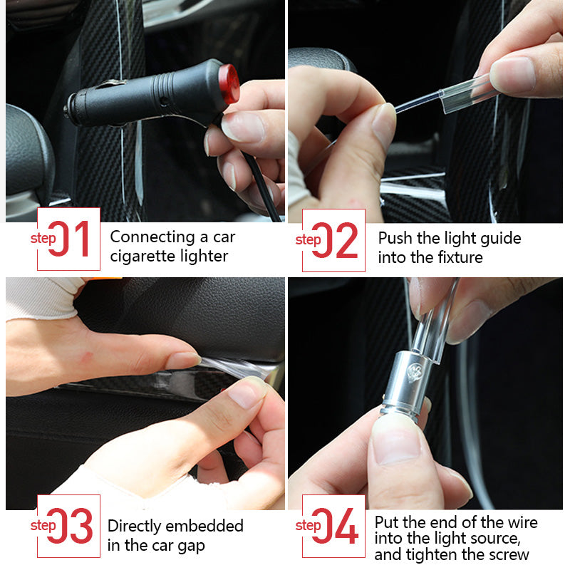 Car Fiber Optic Ambient Light Kit – RGB LED Interior Lights with App & Music Sync Control