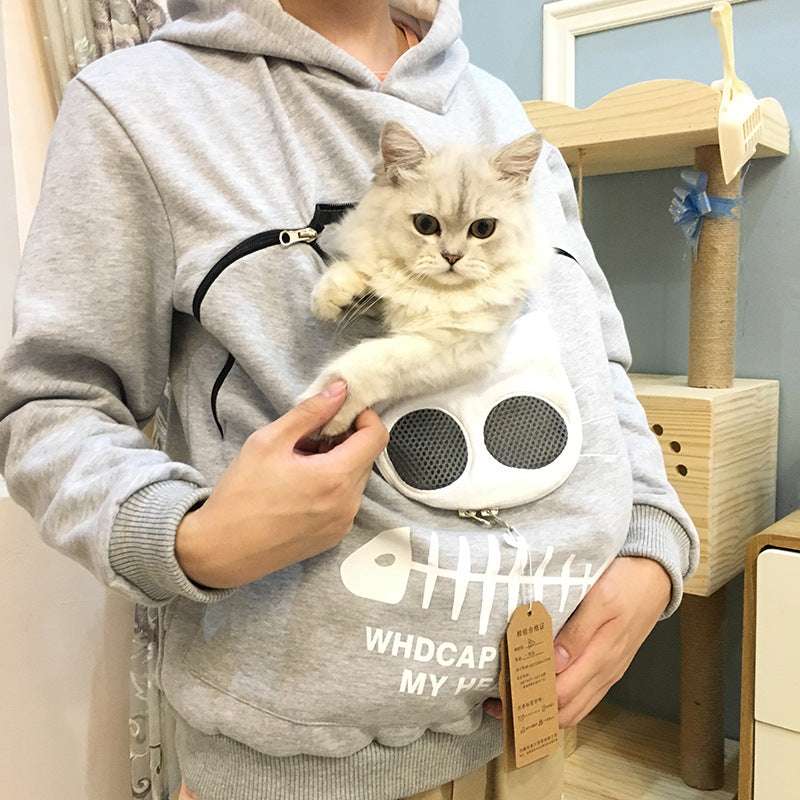 Cozy Cat Hoodie Women – Pet Pocket Sweatshirt for Carrying Cats Cute Animal Hoodie