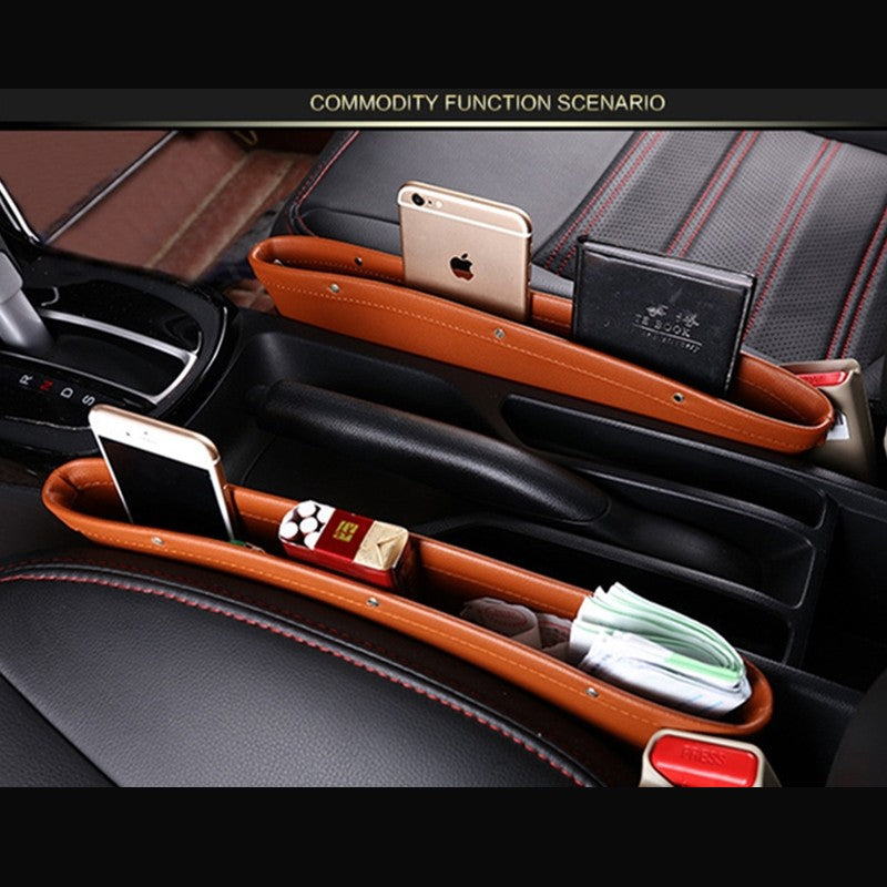 Car Seat Gap Organizer PU Leather – Auto Storage Box Caddy Catcher | Car Accessories