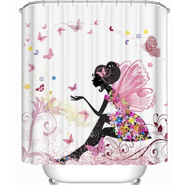 Modern Bathroom Shower Curtain with African Girl Hip Hop Graffiti Design