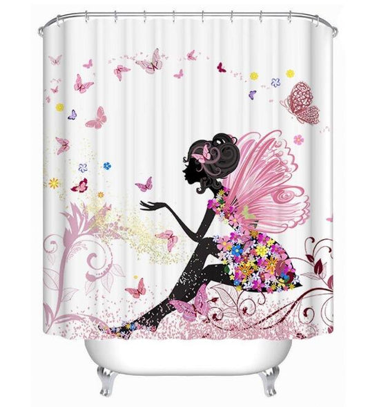 Modern Bathroom Shower Curtain with African Girl Hip Hop Graffiti Design