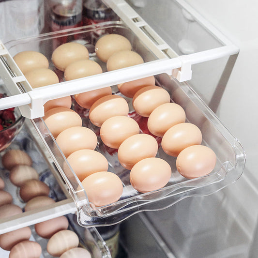 Refrigerator Storage Drawer Organizer – Adjustable Pull Out Fridge Shelf Rack