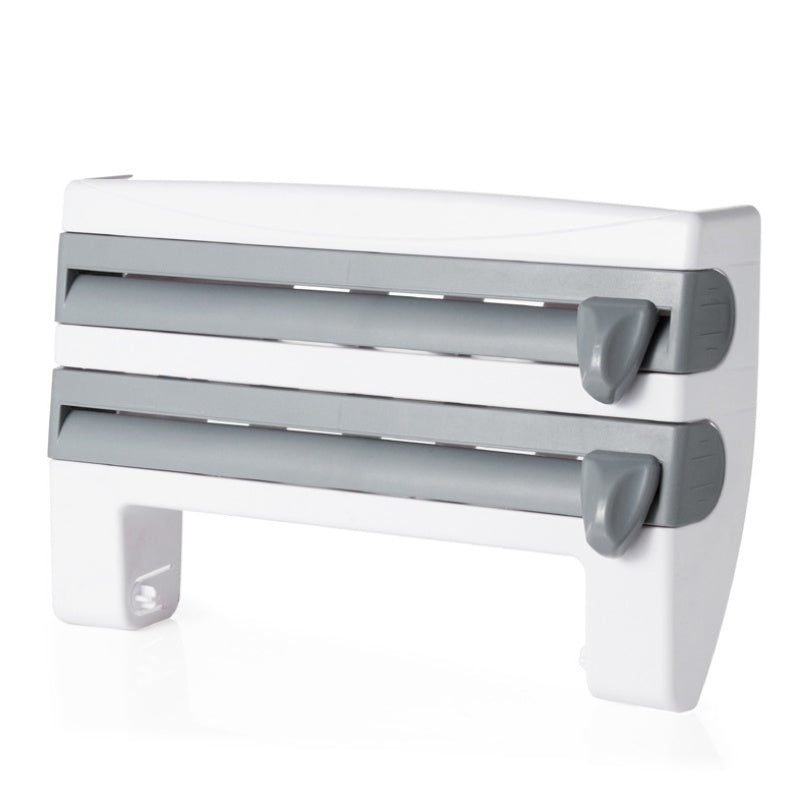 Space-Saving Wall Mount Kitchen Organizer – Wrap Cutter Holder for Cling Film, Foil & Paper Towels
