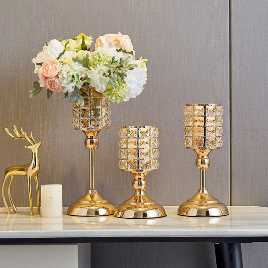 Elegant Candlelight Dinner Decor Golden Candle – Romantic Home Table Centerpiece Lighting
