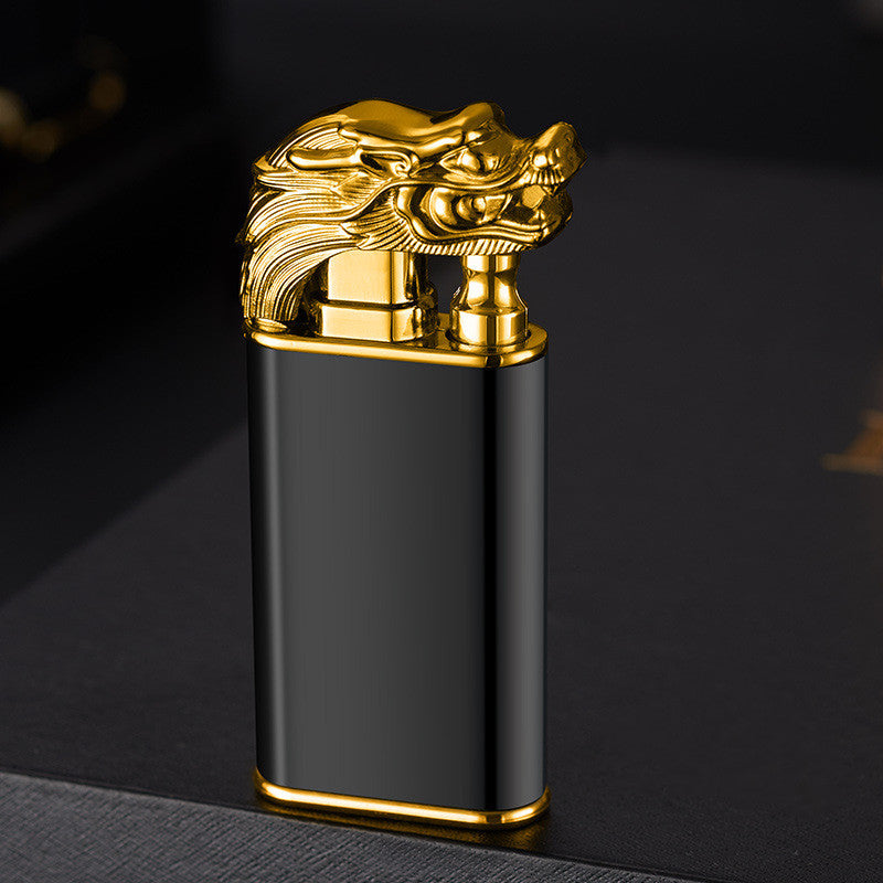 Windproof Jet Flame Torch Lighter – Creative Dolphin Dragon Tiger Double Fire Metal Refillable Lighter
