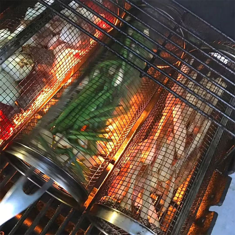BBQ Rolling Grill Basket – Portable Barbecue Cooking Basket